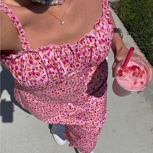 RIHOAS Pink and Red Floral Dress